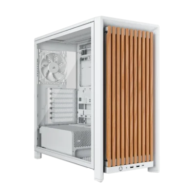 Corsair FRAME 4000D RS WOOD Modular High Airflow Mid-Tower PC Case – White