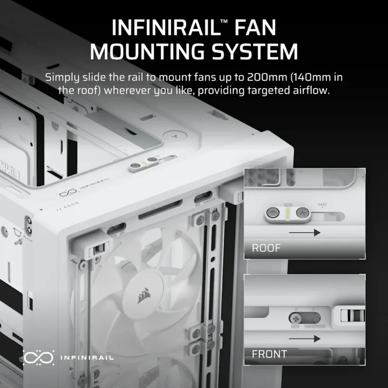 Corsair FRAME 4000D RS WOOD Modular High Airflow Mid-Tower PC Case – White