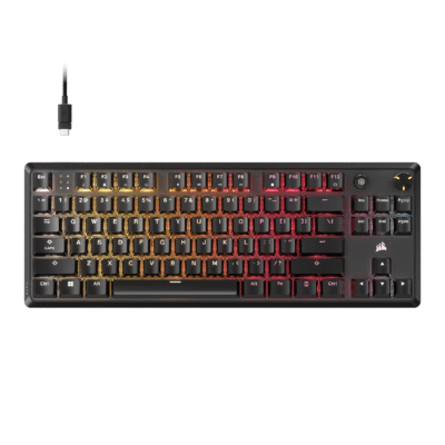 Corsair K70 CORE TKL RGB Mechanical Gaming Keyboard - CORSAIR MLX Red v2 Linear Switches - Sound Dampening - Rotary Dial