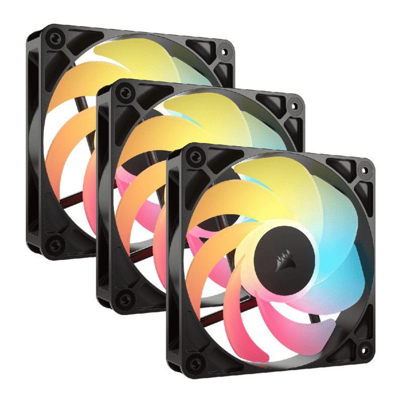 Corsair RS120-R ARGB 120mm PWM Reverse Fans Triple Pack - Black Corsair RS120-R ARGB 120mm PWM Reverse Fans Triple Pack - Black