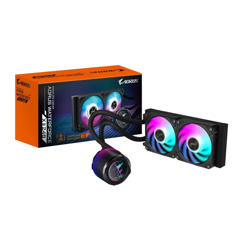 Gigabyte AORUS WATERFORCE X II 240 240mm cooler, Intel 115x, 1200, 1700, 1851 / AMD TR4, AM5, AM4, sTR5