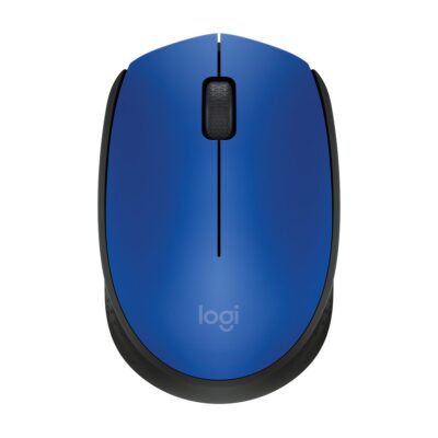 Logitech M171 wireless mouse Black + Blue - auto sleep with on/off power switch , receiver storage in mouse