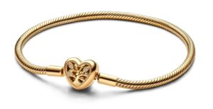 Pandora Moments Family Tree Heart Clasp Snake Chain - Size 19 (563516C01-19) Women's JEWELRY_main