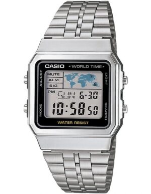CASIO VINTAGE WORLD TIME - SILVER & BLACK (A500WA-1DF)