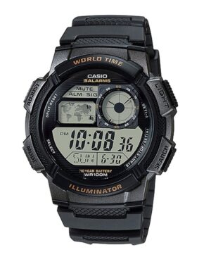 Casio Sport Diver - World Time Illuminator 5 Alarms. 10 Years Battery - Black (AE-1000W-1AVDF) Unisex Watch_main
