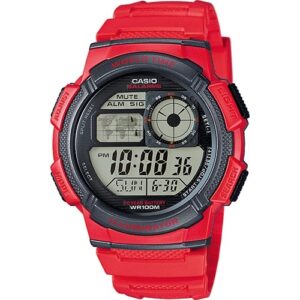 Casio Sport Diver - World Time Illuminator 5 Alarms. 10 Years Battery - Red (AE-1000W-4AVDF) Men's Watch_main