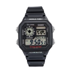 CASIO SPORT DIVER - WORLD TIME ILLUMINATOR 5 ALARMS - FUTURE CLASSIC COLLECTION - BLACK (AE-1200WH-1AVEF)