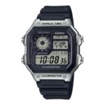 Casio Sport Diver - World Time Illuminator 5 Alarms - Future Classic Collection - Black Silver (AE-1200WH-1CVCF) Men's Watch