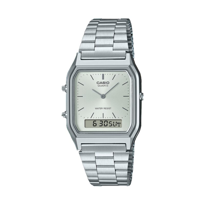 Casio Vintage Edgy Collection Sunray Dial - Silver (AQ-230A-7AMQYES) Unisex Watch_main