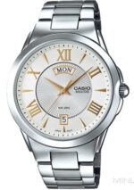 Casio Beside Day & Date - White. Gold Indexes (BEM-130D-7AVDF) Men's Watch_main
