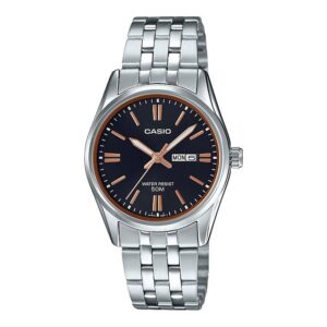 Casio Collection Lady Day & Date - Black. Bronze Indexes (LTP-1335D-1A2VDF) Women's Watch_main