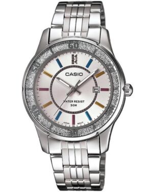 Casio Collection Lady Date Glitter Bezel - White (LTP-1358D-7AVDF) Women's Watch_main