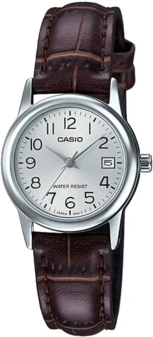 Casio Collection Lady Date Silver. Leather - Argentee (LTP-V002L-7B2UDF) Women's Watch_main