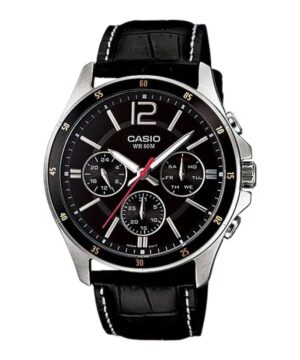 Casio Collection Multifunction Calendar. Leather - Black (MTP-1374L-1AVDF) Men's Watch_main
