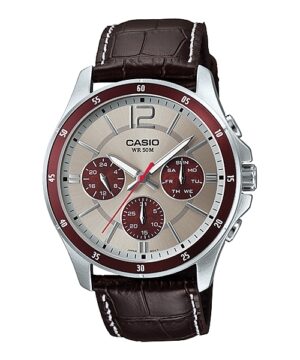 CASIO COLLECTION MULTIFUNCTION CALENDAR, LEATHER - TWO TONES (MTP-1374L-7A1VDF)