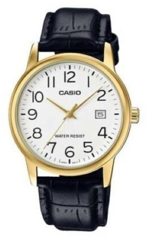 Casio Collection Date Gold. Leather - White (MTP-V002GL-7B2UDF) Men's Watch_main