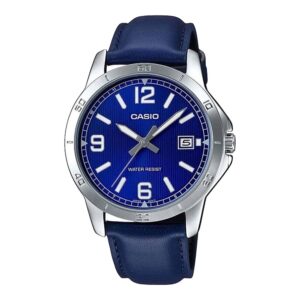 Casio Collection Casual Date. Leather - Blue (MTP-V004L-2BUDF) Men's Watch_main