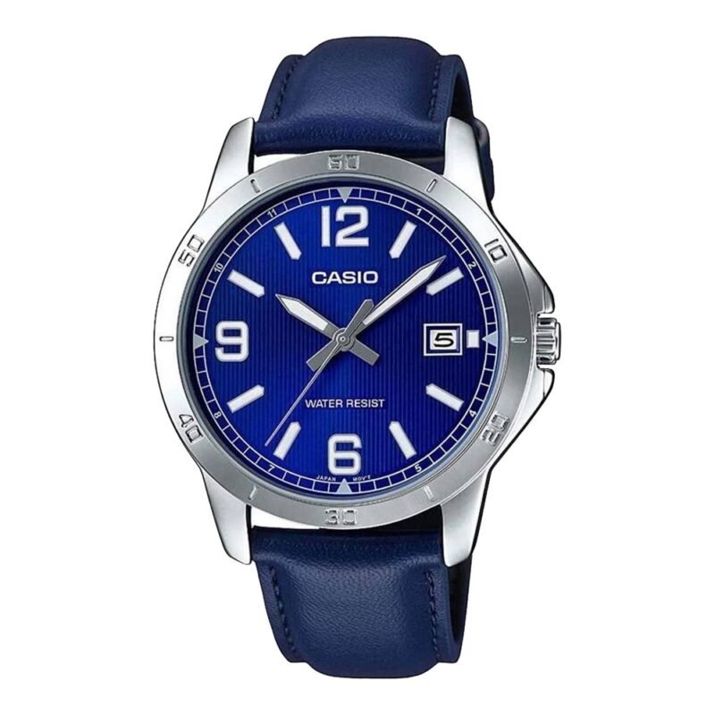 Casio Collection Casual Date. Leather - Blue (MTP-V004L-2BUDF) Men's Watch_main