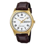 Casio Collection Day Date Romans. Leather - Gold (MTP-V006GL-7BUDF) Men's Watch_main