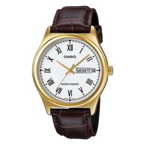 Casio Collection Day Date Romans. Leather - Gold (MTP-V006GL-7BUDF) Men's Watch_main
