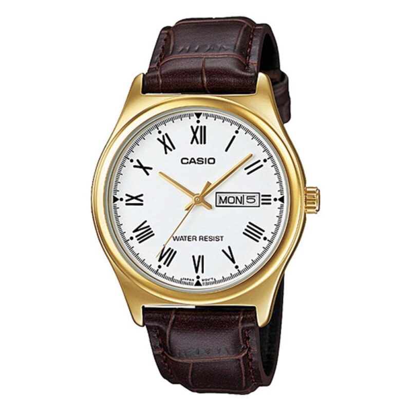 Casio Collection Day Date Romans. Leather - Gold (MTP-V006GL-7BUDF) Men's Watch_main