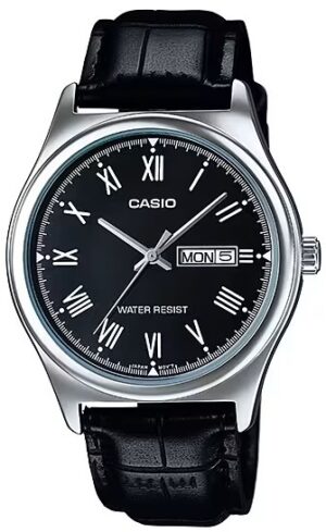 Casio Collection Day Date. Roman Indexes. Leather - Black (MTP-V006L-1BUDF) Men's Watch_main