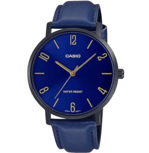Casio Collection Minimal. Leather - Blue (MTP-VT01BL-2BUDF) Men's Watch