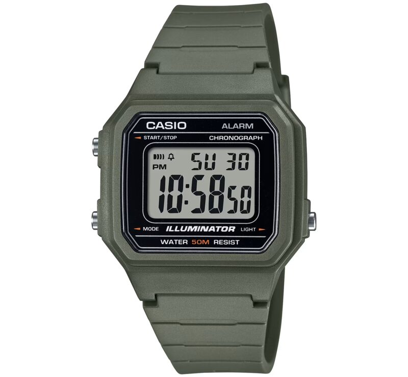 Casio Timeless Collection Sport Illuminator Wr 50m. Alarm. Chronograph - Army Green (W-217H-3AVDF) Men's Watch_main