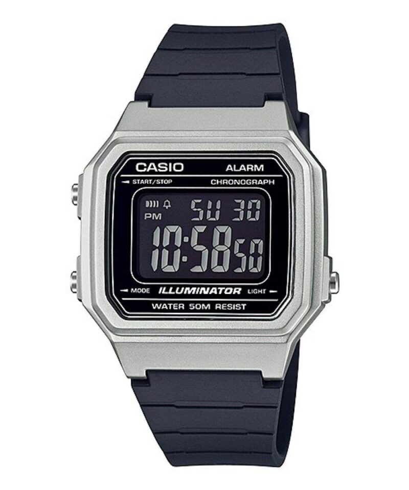 Casio Timeless Collection Sport Illuminator Wr 50m. Alarm. Chronograph - Silver - Metal Serie (W-217HM-7BVDF) Men's Watch_main