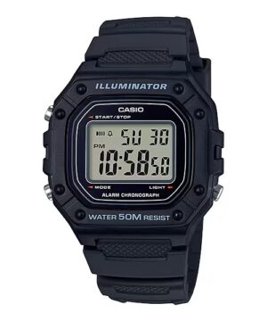 ?casio Timeless Collection Sport Illuminator Wr 50m. Alarm. Chronograph - Black (W-218H-1AVDF) Men's Watch_main