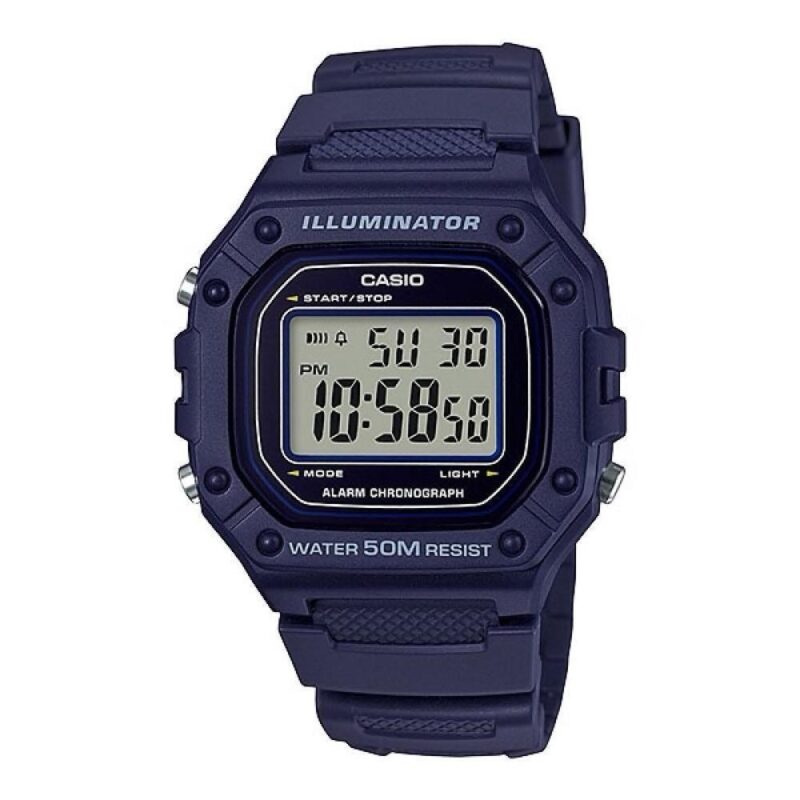 ?casio Timeless Collection Sport Illuminator Wr 50m. Alarm. Chronograph - Blue (W-218H-2AVDF) Men's Watch_main