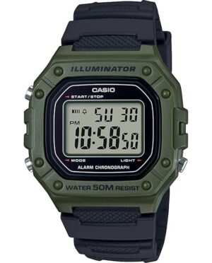 ?casio Timeless Collection Sport Illuminator Wr 50m. Alarm. Chronograph - Army Green (W-218H-3AVDF) Men's Watch_main