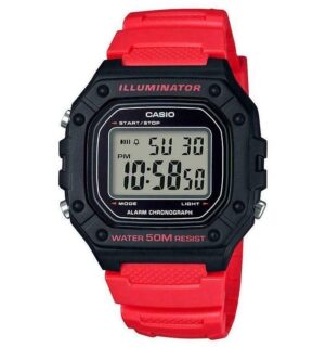 ?casio Timeless Collection Sport Illuminator Wr 50m. Alarm. Chronograph - Black - Vivid (brilliant Color) (W-218H-4BVDF) Men's Watch_main