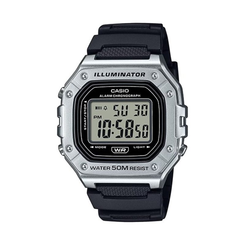 Casio Timeless Collection Sport Illuminator Wr 50m. Alarm. Chronograph - Silver - Metal Serie (W-218HM-7AVEF) Men's Watch_main