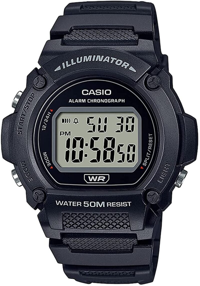 Casio Timeless Collection Sport- Illuminator. Wr 50m. Alarm. Chronograph - Black (W-219H-1AVDF) Men's Watch_main