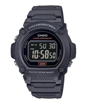 Casio Timeless Collection Sport- Illuminator. Wr 50m. Alarm. Chronograph - Black (W-219H-8BVDF) Men's Watch_main